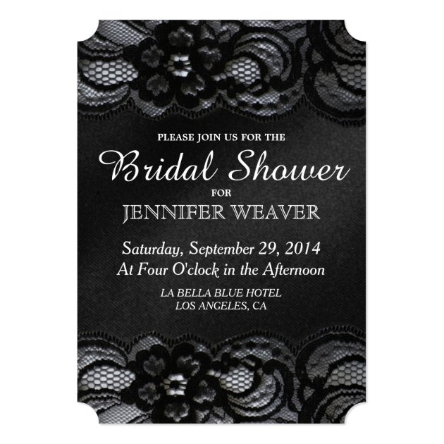 Bridal Shower Invitation Black Lace And Satin