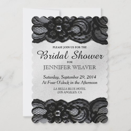 Bridal Shower Invitation Black Lace and Satin