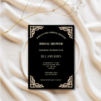 Bridal Shower Invitation Black Wedding Art Deco