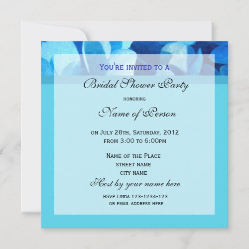 Bridal shower invitation, blue flower