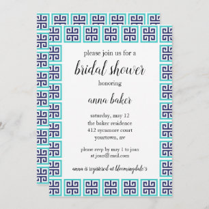 Bridal Shower Invitation - Blue Green Pattern