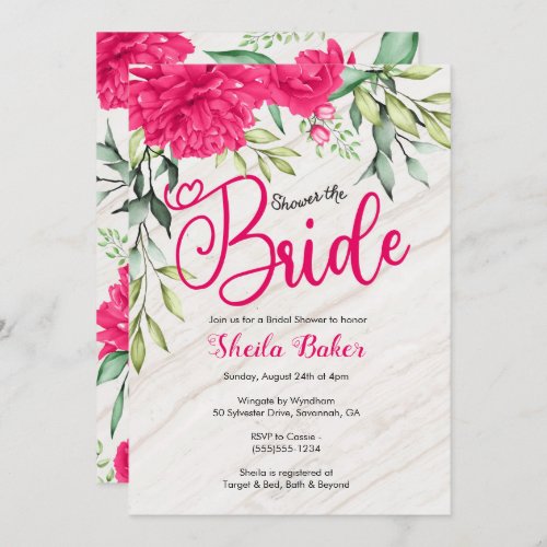 Bridal Shower Invitation _ Bright Pink Floral