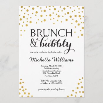 Bridal Shower Invitation / Brunch & Bubbly Invite by ApplePaperie at Zazzle