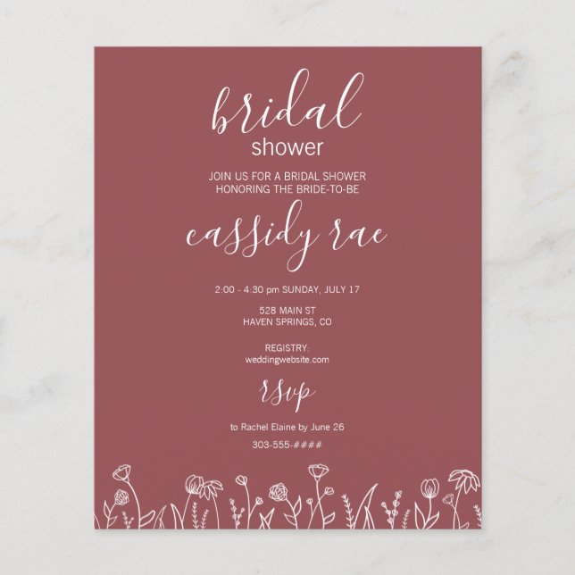 Bridal Shower Invitation Budget Boho Flower Flyer (Front)
