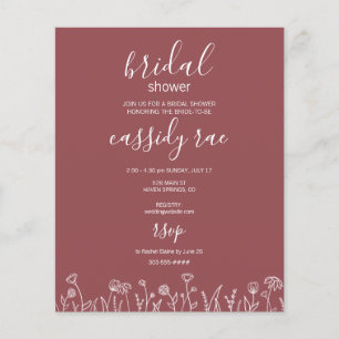 Bridal Shower Invitation Budget Boho Flower Flyer
