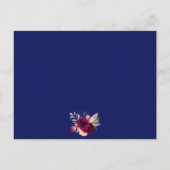 Bridal shower invitation burgundy floral boho blue postcard (Back)