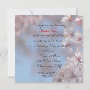 bridal shower invitation, cherry blossoming tree invitation