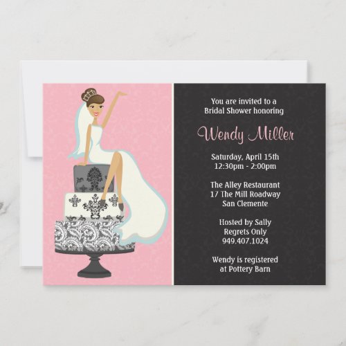 Bridal Shower Invitation Damask Cake