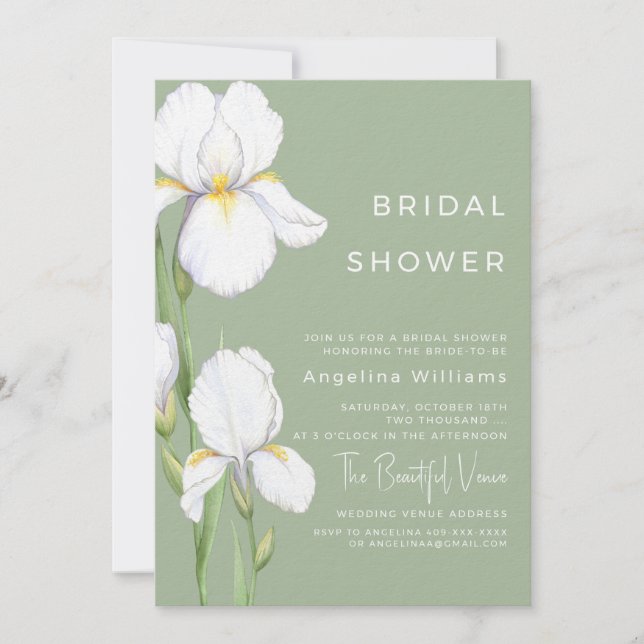 Bridal Shower Invitation "Delicate irises" (Front)