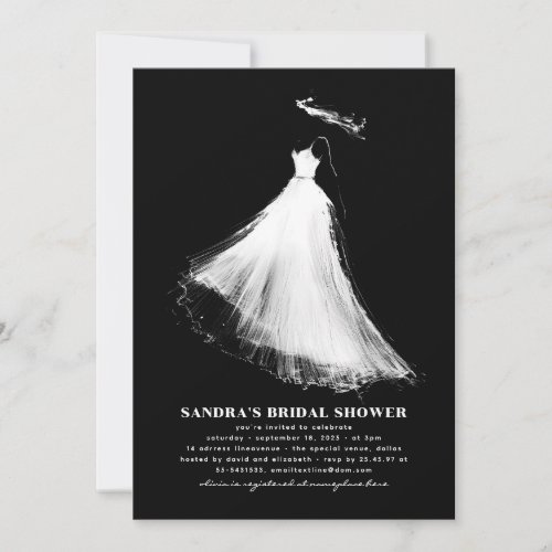 Bridal Shower Invitation Elegant Black and White
