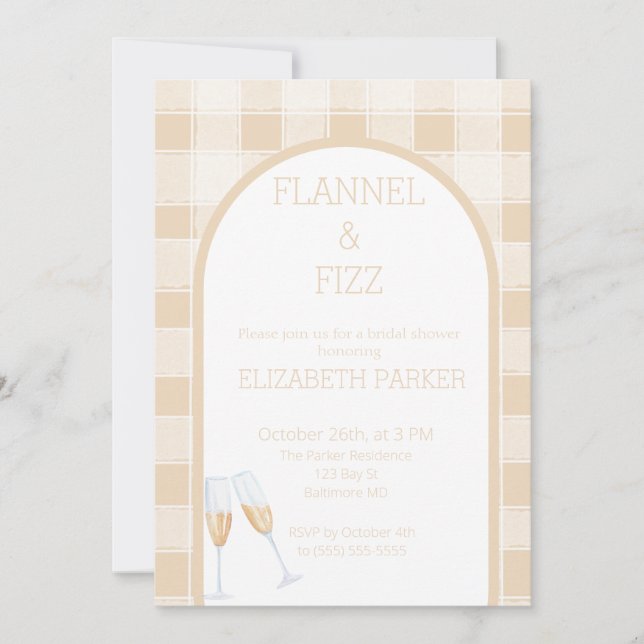 Bridal Shower Invitation - Flannel and Fizz Fall (Front)