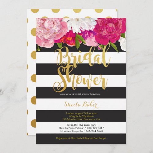 Bridal Shower Invitation _ Floral Black White