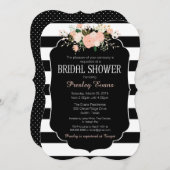 Bridal Shower Invitation, floral black & white Invitation (Front/Back)