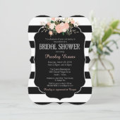 Bridal Shower Invitation, floral black & white Invitation (Standing Front)