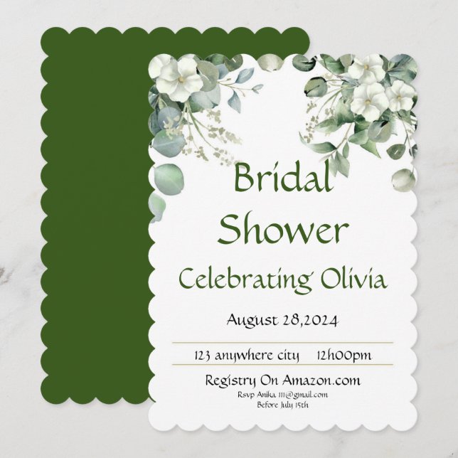 BRIDAL SHOWER INVITATION FLORAL BOTANICAL (Front/Back)