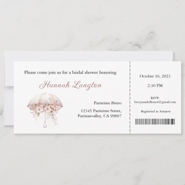 Bridal Shower Invitation, Floral Bridal Shower  Invitation (Front)