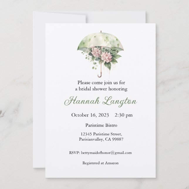 Bridal Shower Invitation, Floral Bridal Shower Invitation (Front)