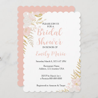 Bridal Shower Invitation, Floral, Simple, Neutral Invitation