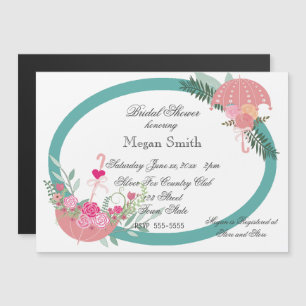 Bridal Shower Invitation,  Flowers Umbrellas Magnetic Invitation