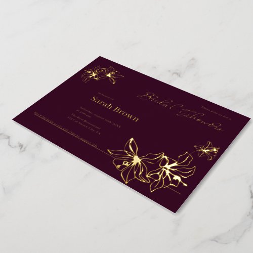 Bridal shower invitation foil gold 
