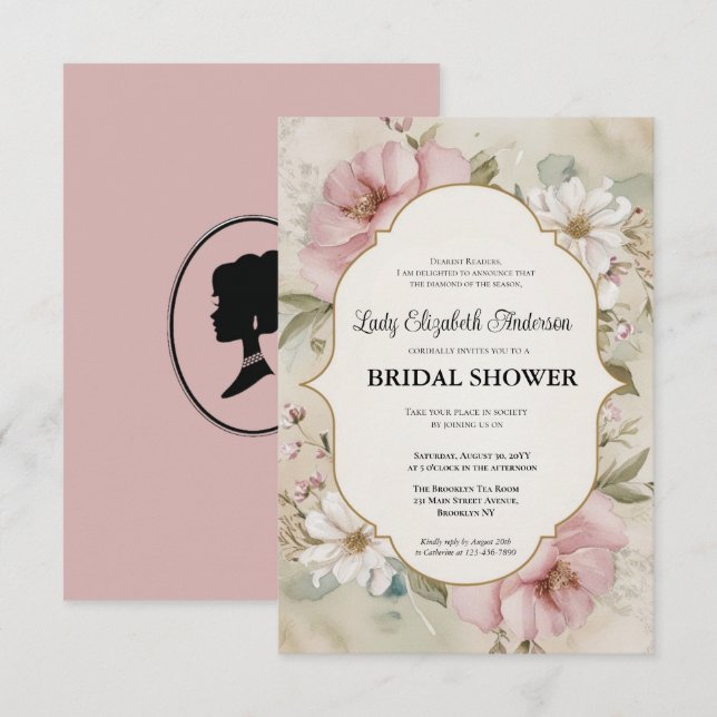 bridal shower invitation,french chateau party invitation (Front/Back)