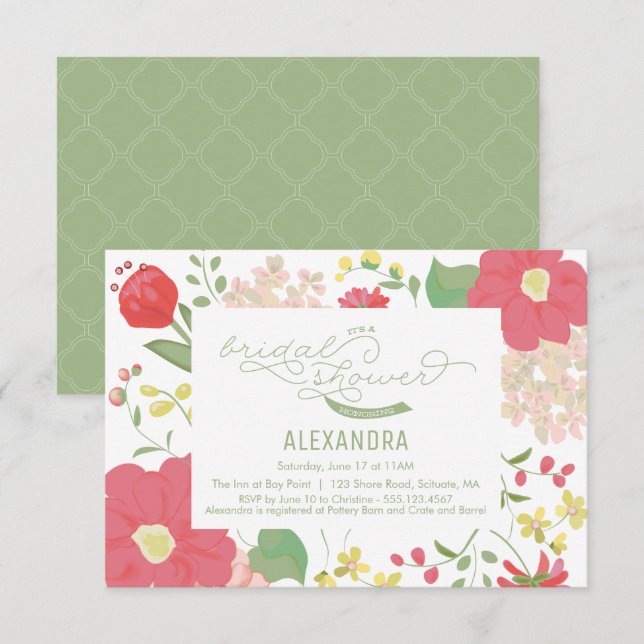 Bridal Shower Invitation - Garden, Floral, Spring (Front/Back)