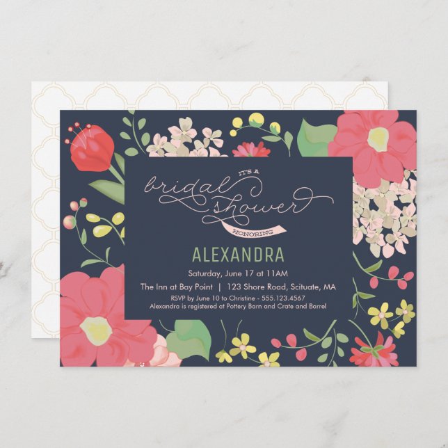 Bridal Shower Invitation - Garden, Flowers, Spring (Front/Back)