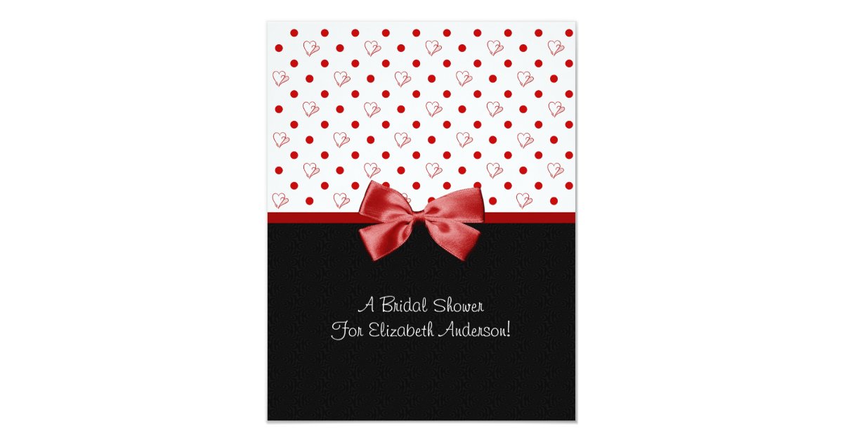 Bridal Shower Invitation Girly Red Hearts | Zazzle