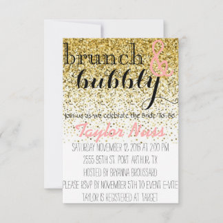 Bridal Shower Invitation Gold Glitter