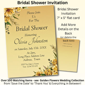 Bridal Shower Invitation - Golden Yellow Flowers