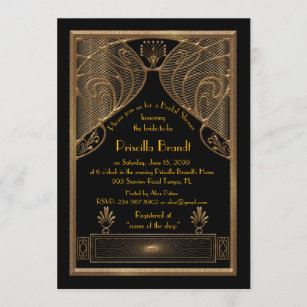Bridal Shower invitation,great Gatsby black Gold Invitation