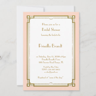 Bridal Shower invitation,great Gatsby ,blush pink Invitation