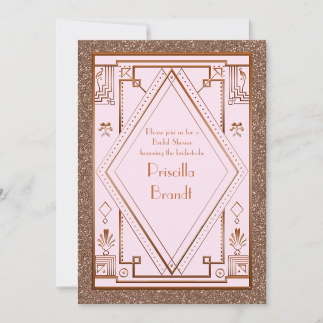 Bridal Shower invitation,great Gatsby,glitter pink Invitation (Front)