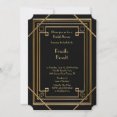 Bridal Shower invitation,great Gatsby gold black Invitation (Front)