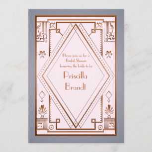 Bridal Shower invitation,great Gatsby, gold pink Invitation