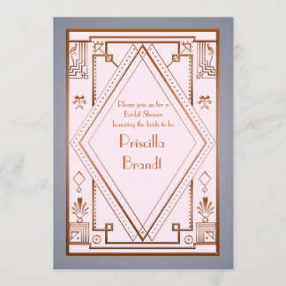 Bridal Shower invitation,great Gatsby, gold pink Invitation