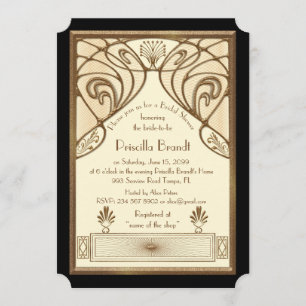 Bridal Shower invitation,great Gatsby ivory black Invitation