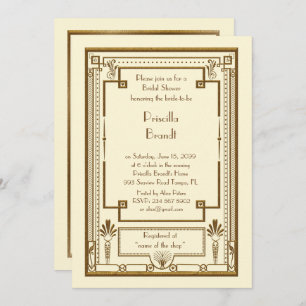 Bridal Shower invitation,great Gatsby metal ivory Invitation