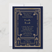 Bridal Shower invitation,great Gatsby metal navy Invitation (Front)