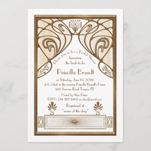 Bridal Shower invitation,great Gatsby white Gold Invitation