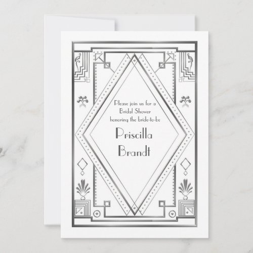 Bridal Shower invitationgreat Gatsbywhite silver Invitation