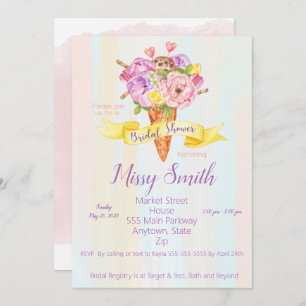 Bridal Shower invitation, Ice Cream Theme Invitation