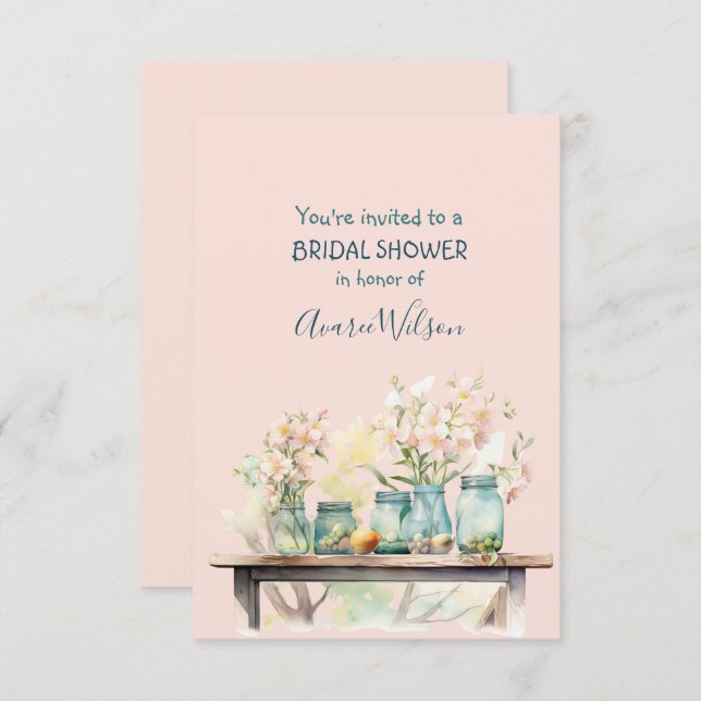 Bridal Shower Invitation In Pretty Spring Pastels (Front/Back)