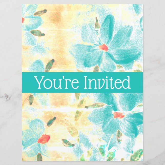 Bridal Shower Invitation In Teal (Front)