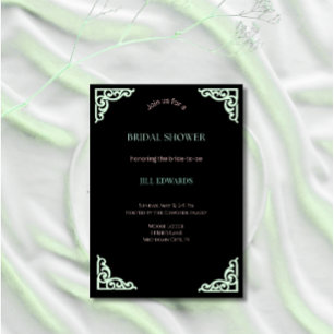 Bridal Shower Invitation Mint and Black Wedding