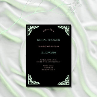 Bridal Shower Invitation Mint and Black Wedding