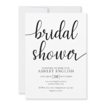 Bridal Shower Invitation - Modern Black Script
