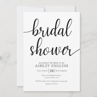 Bridal Shower Invitation - Modern Black Script