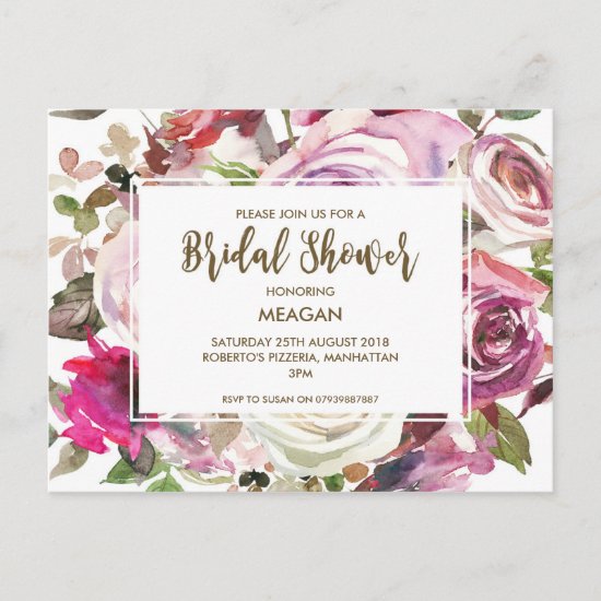 Bridal Shower invitation modern floral lilac