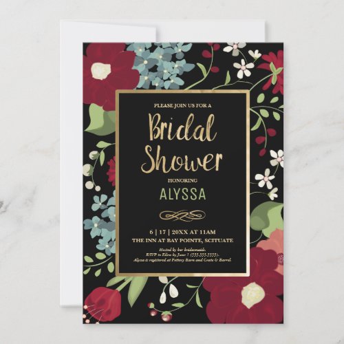 Bridal Shower Invitation _ Modern Floral w Gold